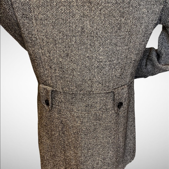 Guess Black and White Tweed Wool Blend Lined Dress Pea Coat Peacoat Sz Large VGC - Picture 5 of 6
